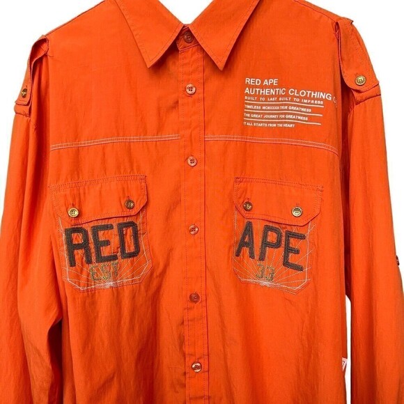 Red Ape Rare, Men's Corp. Shirt, Sz. 2X, Long Sleeve, Orange, Embroidery Logo - Picture 2 of 10
